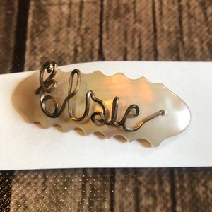 Vintage Wire Name Pin with Mother of Pearl "Elsie"